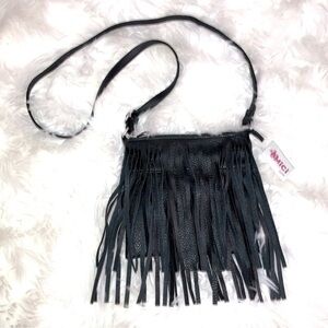 AMICI Black Fringe Shoulder Bag Purse for Girls